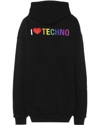Balenciaga Sweat-shirt I Love Techno en coton brodé - Noir