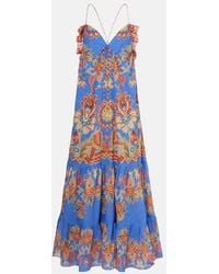 Etro - Printed Open-Back Cotton Voile Maxi Dress - Lyst