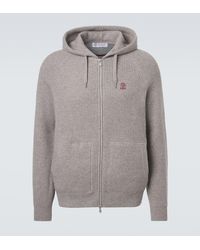 Brunello Cucinelli - Ribbed-Knit Cashmere Zip-Up Cardigan - Lyst