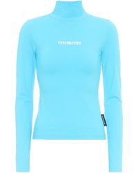 Vetements Logo Stretch-jersey Turtleneck Top - Blue