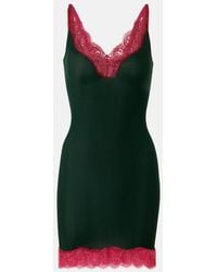 Saint Laurent - Slipdress Aus Seiden-Jersey Mit Spitze - Lyst