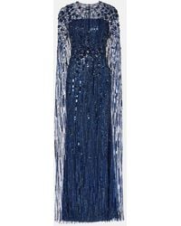 Jenny Packham - Lux Crystal-Embellished Cape Gown - Lyst