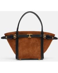 Tod's - T Signature Mini Suede Top-Handle Bag - Lyst