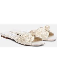 Jimmy Choo - Siva Embellished Satin Slides - Lyst