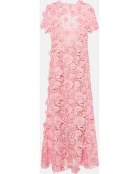 Oscar de la Renta - Floral Lace Midi Dress - Lyst