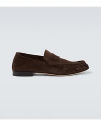 The Row - Suede Penny Loafers - Lyst