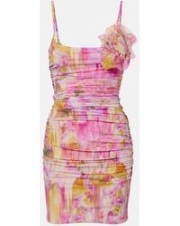 Blumarine - Floral-Applique Printed Jersey Minidress - Lyst