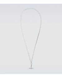 Mens Necklaces Bottega Veneta Necklaces for Men Bottega Veneta Bi-chain Silver Necklace in Metallic White 