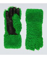 Bottega Veneta Lamb Fur & Leather Gloves - Green