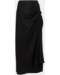 SIR. - Dorian Ruched Linen-Blend Midi Skirt - Lyst