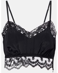 Simone Rocha - Lace-Trimmed Crepe De Chine Crop Top - Lyst