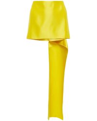 Prada Minifalda de satén de seda con cola - Amarillo