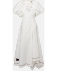 ALÉMAIS - Magnolia Embroidered Linen Midi Dress - Lyst