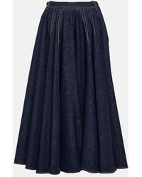 Alaïa - Alaïa Denim Midi Skirt - Lyst