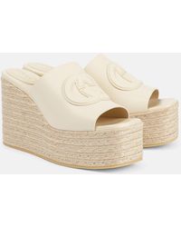 Gucci - Gg Leather Platform Espadrilles - Lyst