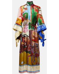 ALÉMAIS - X Mlak Tangible Love Printed Silk Midi Dress - Lyst
