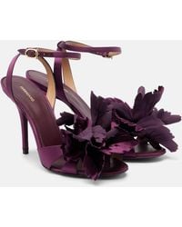 Ferragamo - Ghilly 95 Floral-Applique Satin Sandals - Lyst