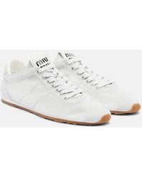 Miu Miu - Plume Leather-Trimmed Sneakers - Lyst
