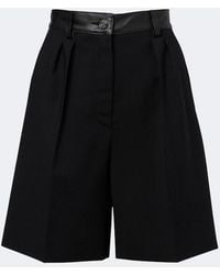 Max Mara - Leather-Trimmed Wool-Blend Shorts - Lyst