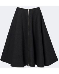 Prada - Re-Nylon-Trimmed Virgin Wool Midi Skirt - Lyst