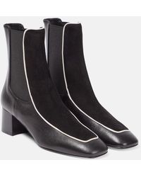 Totême - Velvet-trimmed Leather Ankle Boots - Lyst