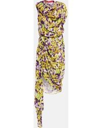 Dries Van Noten - Floral Gathered Midi Dress - Lyst
