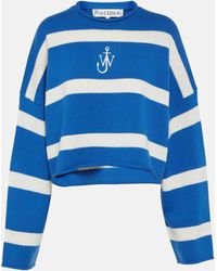 JW Anderson - Striped Cropped Wool And Cashmere Sweater - Lyst