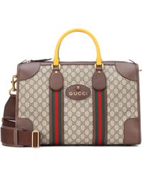 Gucci Soft GG Supreme Duffle Bag With Web - Brown