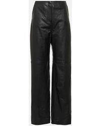 Totême - High-rise Leather Wide-leg Pants - Lyst