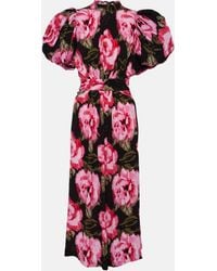 ROTATE BIRGER CHRISTENSEN - Floral-print Puff-sleeve Woven Maxi Dress - Lyst