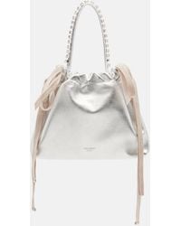Jimmy Choo - Drawstring Mini Embellished Leather Shoulder Bag - Lyst