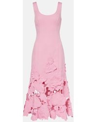 LEO LIN - Emily Floral-Applique Midi Dress - Lyst