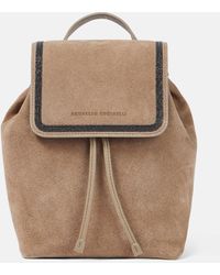 Brunello Cucinelli - Suede Backpack - Lyst