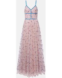 Costarellos - Floral Lace-Trimmed Tulle Gown - Lyst