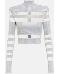 Balmain - Mesh-paneled Embellished Top - Lyst