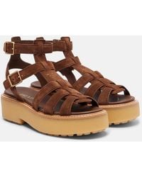 Prada - Suede Platform Fisherman Sandals - Lyst