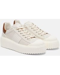 Hogan - H-Stripes Canvas And Leather Sneakers - Lyst
