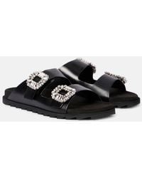 Roger Vivier - Slidy Viv' Leather Sandals - Lyst