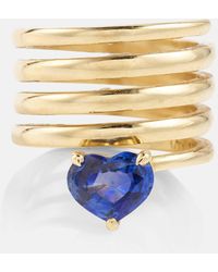 SHAY - Heart Spiral 18kt Gold Ring With Sapphire - Lyst