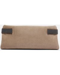 Brunello Cucinelli - Clutch Essence Small Aus Veloursleder - Lyst