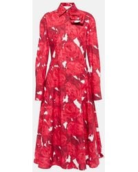 Valentino - Rose Moiré Midi Dress - Lyst