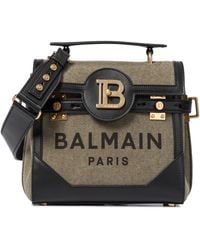Balmain B-buzz 23 Leather-trimmed Shoulder Bag - Black