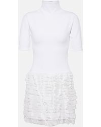 Alaïa - Ruffled High-Neck Jersey Minidress - Lyst