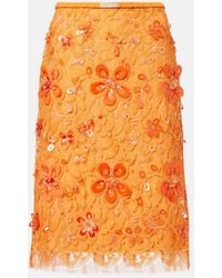 Gucci - Embroidered Lace Midi Skirt - Lyst