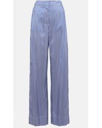 Burberry - Striped High-rise Silk Wide-leg Pants - Lyst