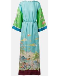 ALÉMAIS - Daria Printed Silk Maxi Dress - Lyst