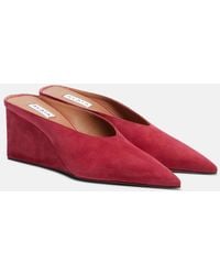 Alaïa - Cube 75 Suede Wedge Mules - Lyst