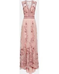 Costarellos - Eva Embroidered Tulle Gown - Lyst
