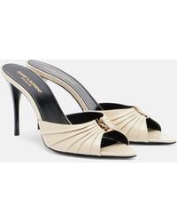 Saint Laurent - Babylone Cassandre Leather Mules - Lyst