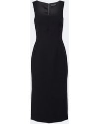 Dolce & Gabbana - Virgin Wool Crepe Midi Dress - Lyst